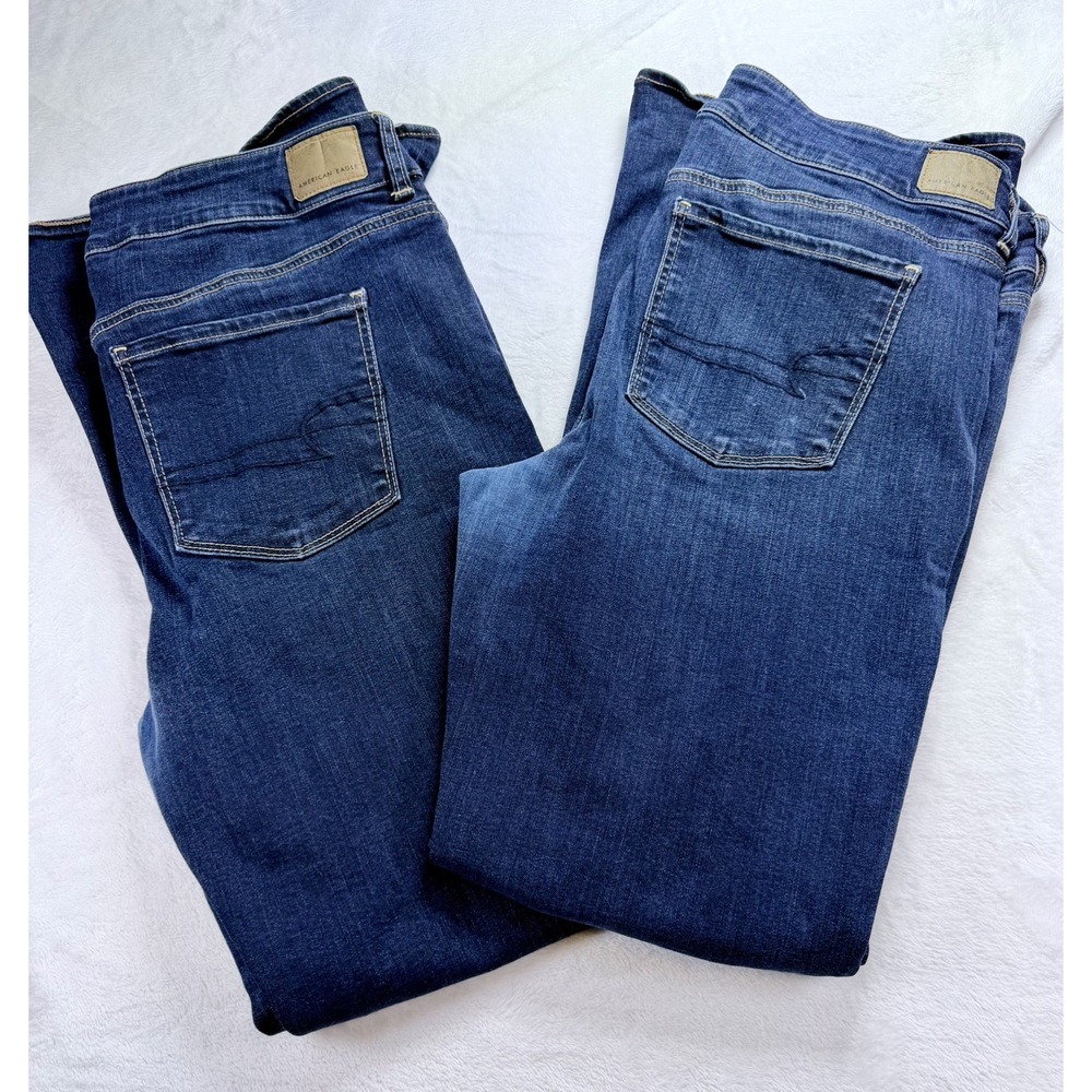 American Eagle Artist Flare Jeans Size 18 Reg Blue Super Stretch Dark Wash Lot 2